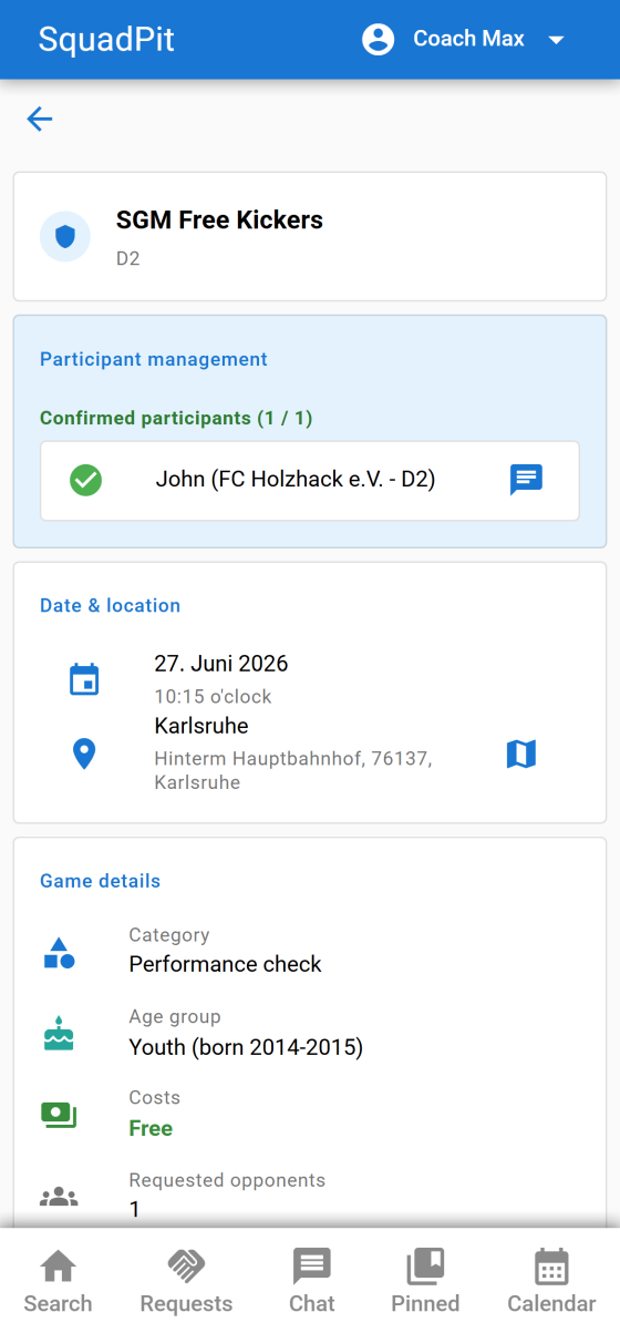 Screen Teilnehmerliste