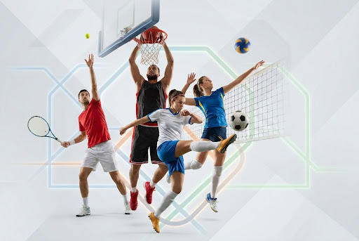 Sports collage with athletes